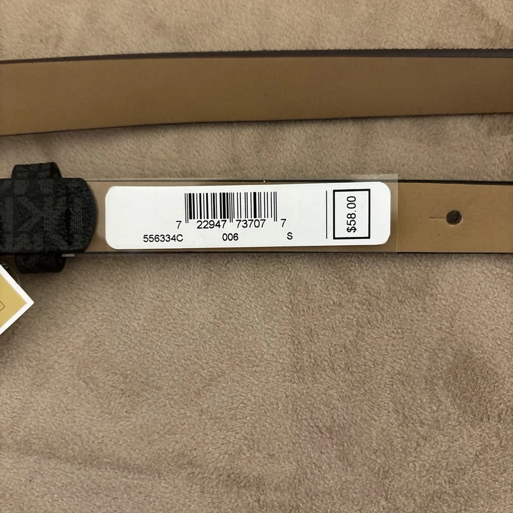 Michael Kors Women's Monogram Black & WhitSkinny Logo Belts 2Pack Size Small